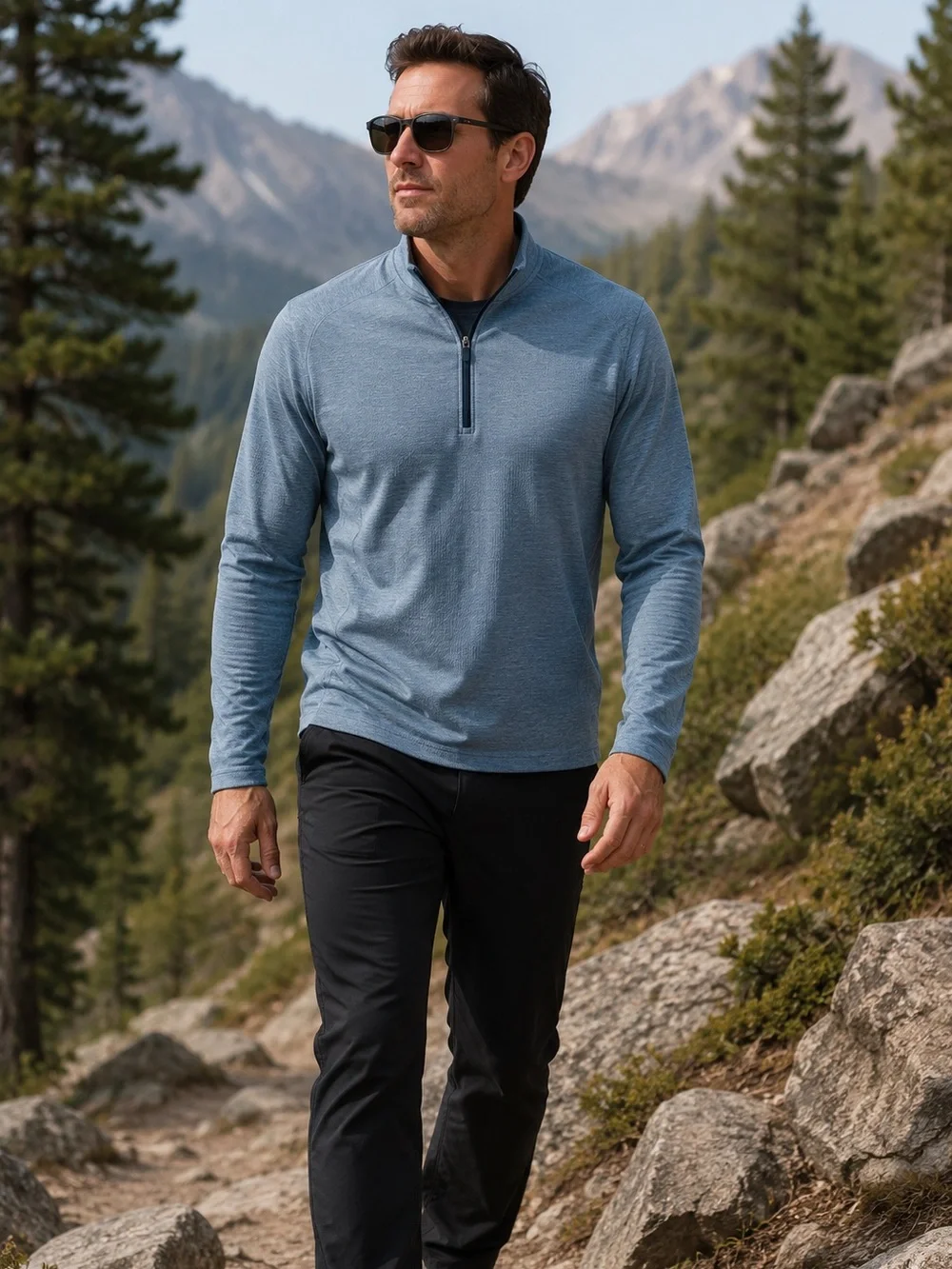 J. Crew Men’s Active Performance Light Blue Half-Zip Pullover Shirt Jacket M